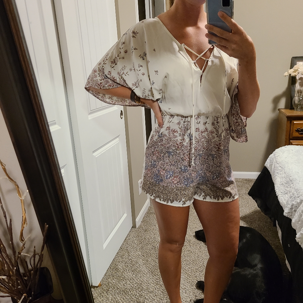White + Pattern Romper